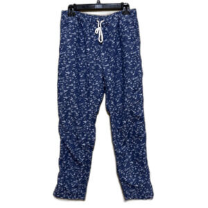 Soulland Keller Pants Blue White AOP Drawstring Trousers Made Portugal Medium